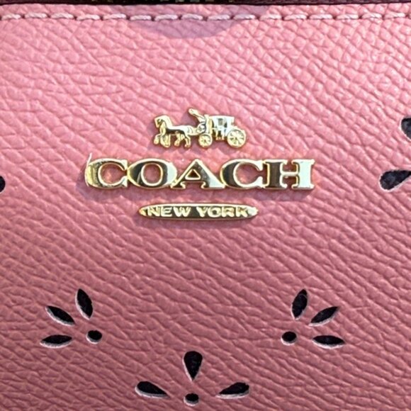 Coach Pink Crossgrain Leather Laser Cut Wristlet (EUC) - Picture 3 of 13